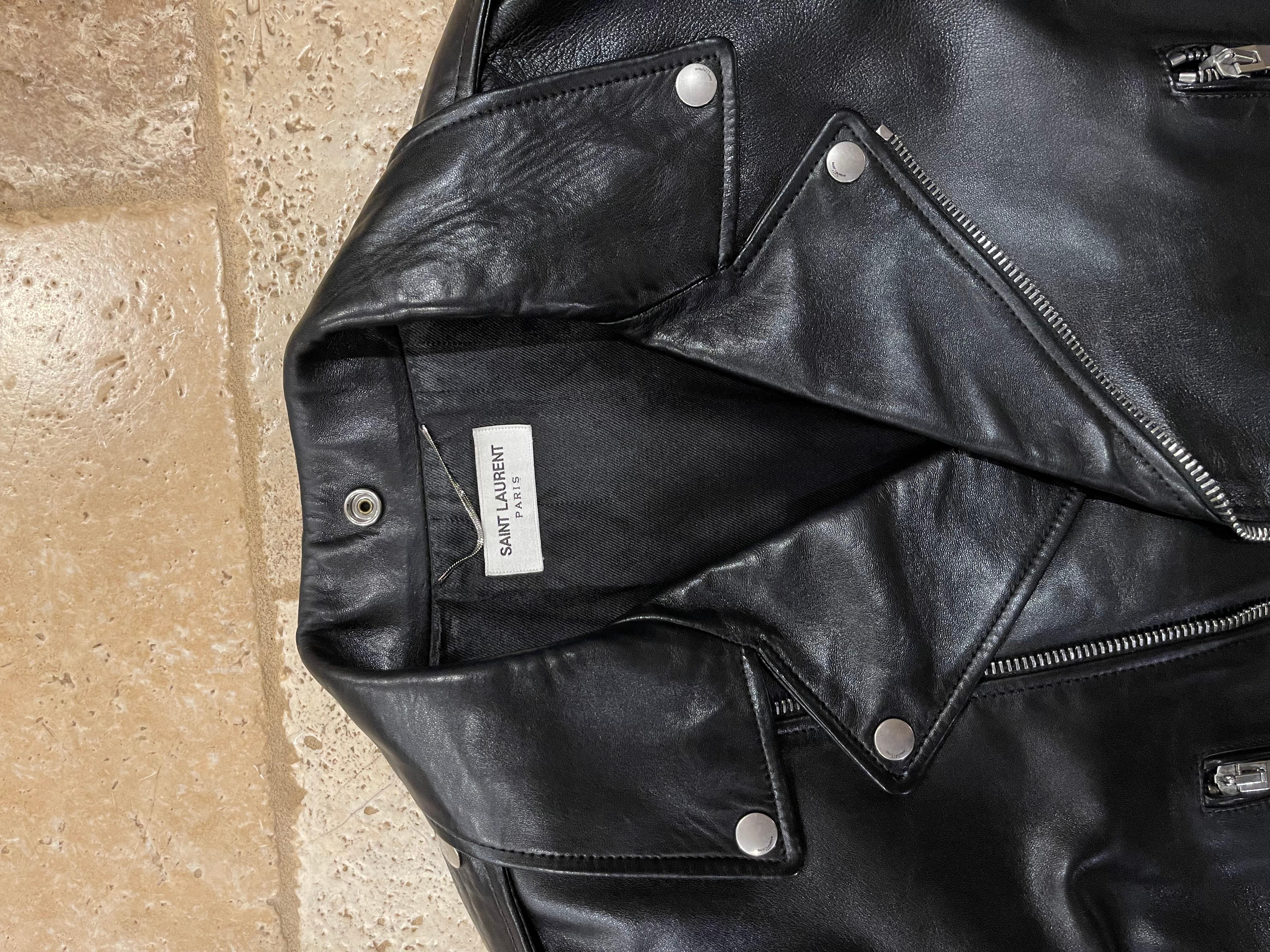 Men's Saint Laurent SS16 L01 Lamb Leather Biker Jacket - Hedi Era size 52 For Sale