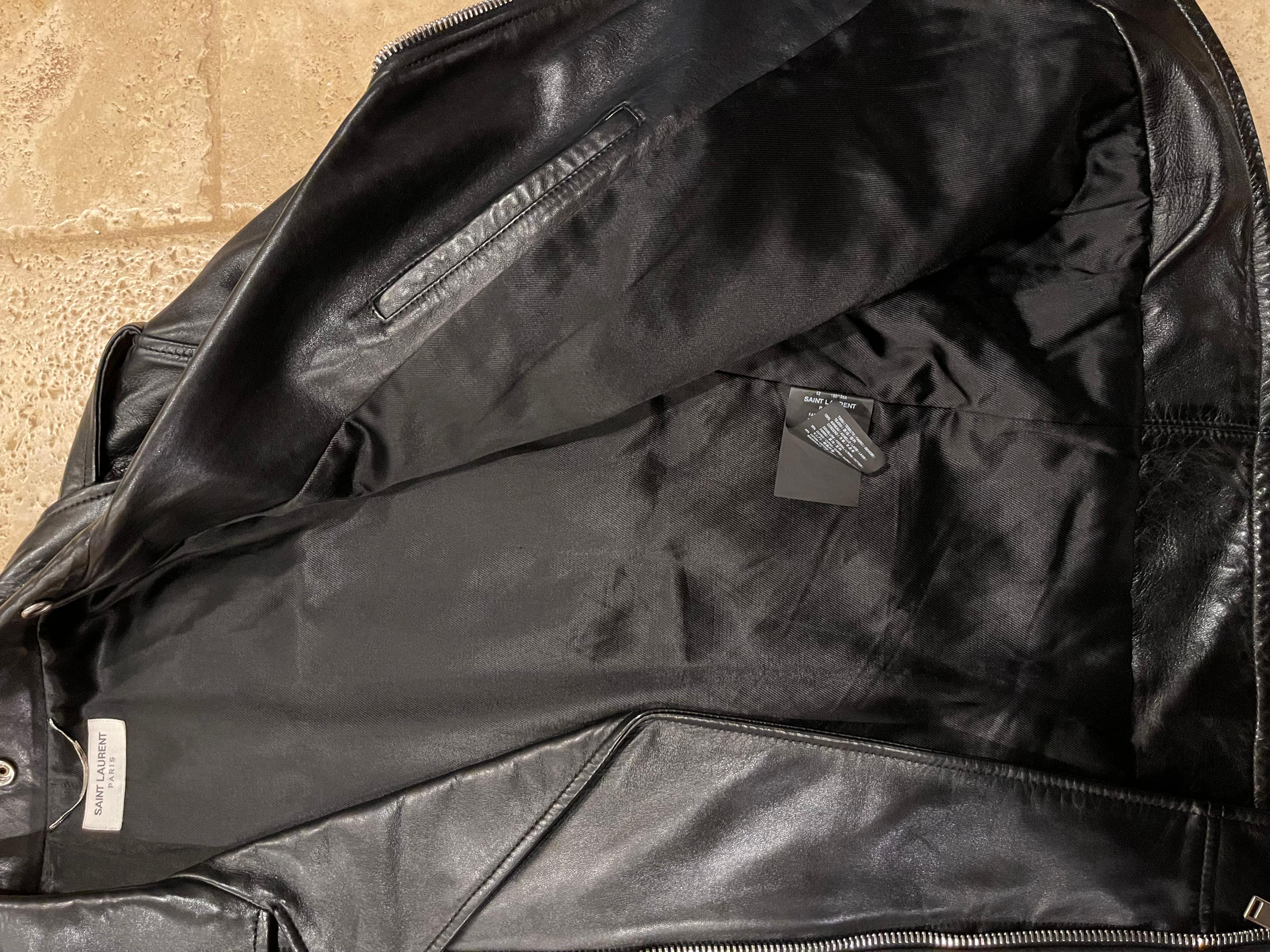 Saint Laurent SS16 L01 Lamb Leather Biker Jacket - Hedi Era size 52 For Sale 1