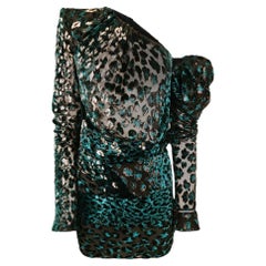 SAINT LAURENT SS17 Mini abito in seta con stampa leopardo burnout