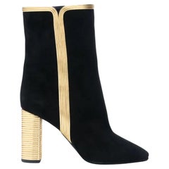 Saint Laurent SS18 "Loulou 95 Mignon" Black and Gold Ankle Boot Size 37