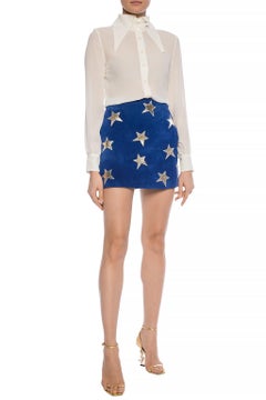 Saint Laurent SS19 Cream Silk Over Sized Collar Shirt Size 36