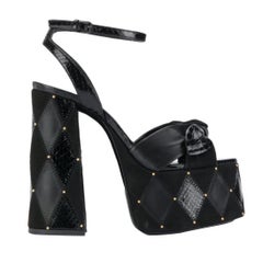 Saint Laurent SS19 Runway Black Leather Suede Paige 85 Platform Sandals SZ 39