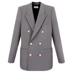 SAINT LAURENT SS20 Double-breasted wool-twill blazer