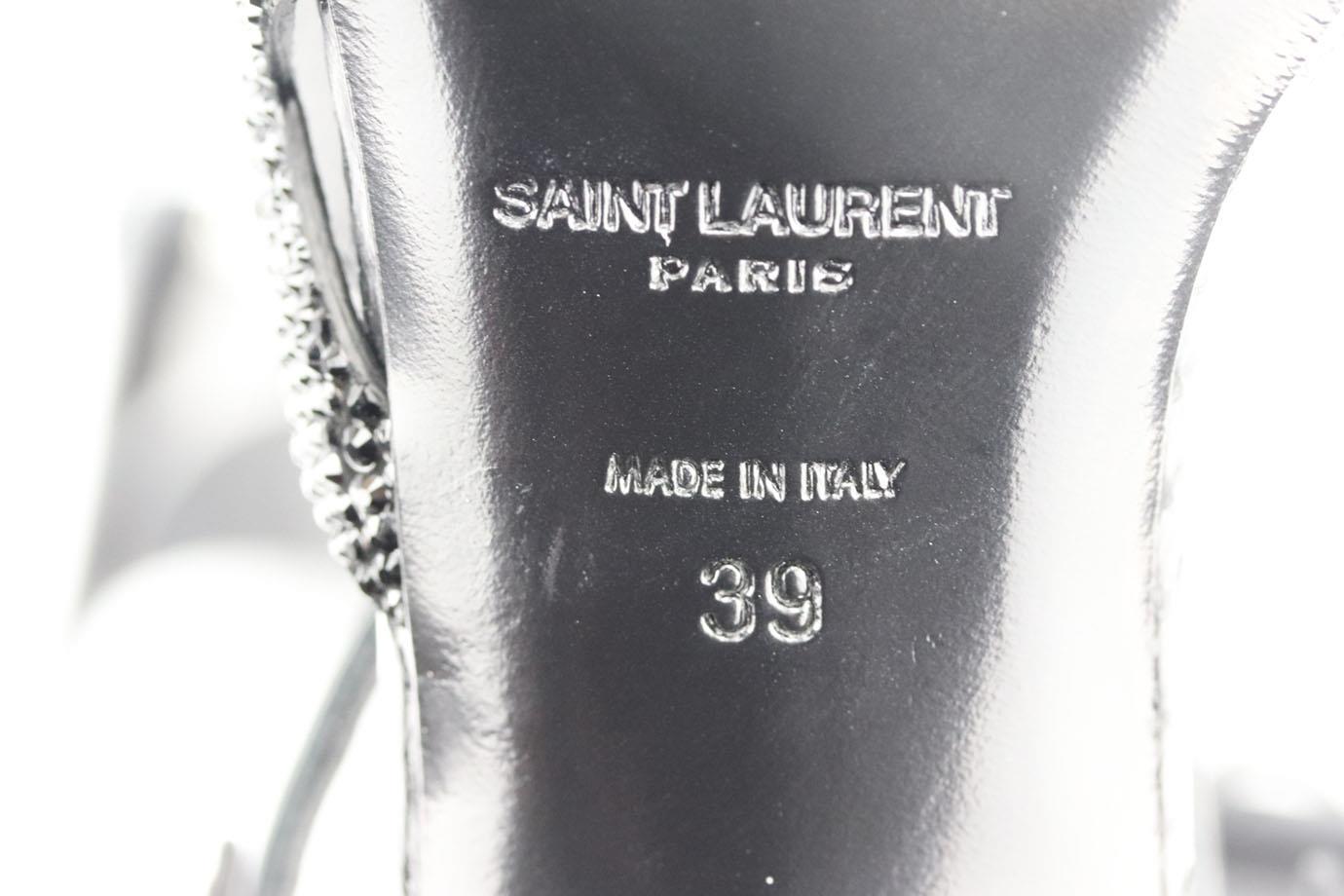 Saint Laurent mit Stern und Kristall verzierte Lederabsätze, EU 39, UK 6, US 9 Damen