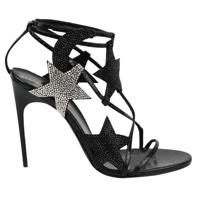 Saint Laurent Star Crystal Embellished Leather Heels EU 39 UK 6 US 9 at  1stDibs