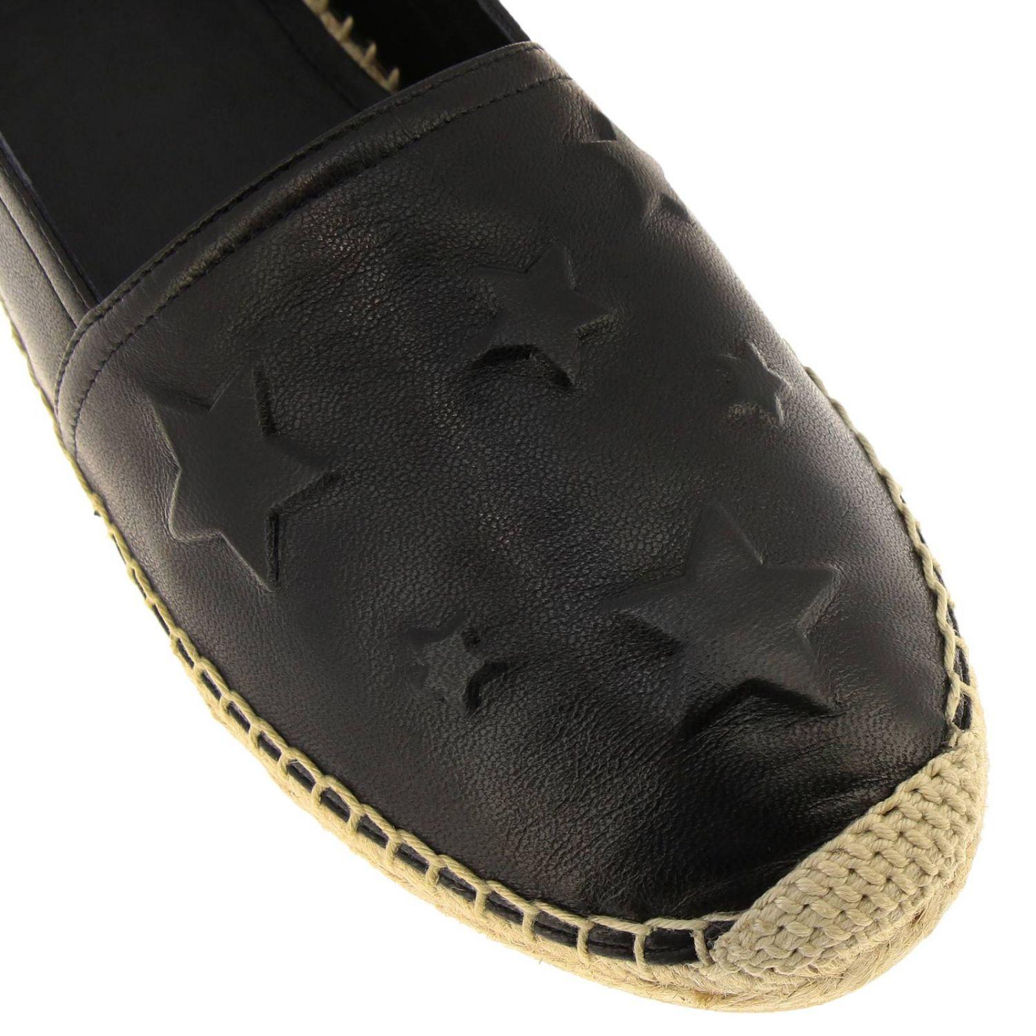 Saint Laurent Star Embossed Black Leather Espadrille Size 36.5 In New Condition In Paradise Island, BS