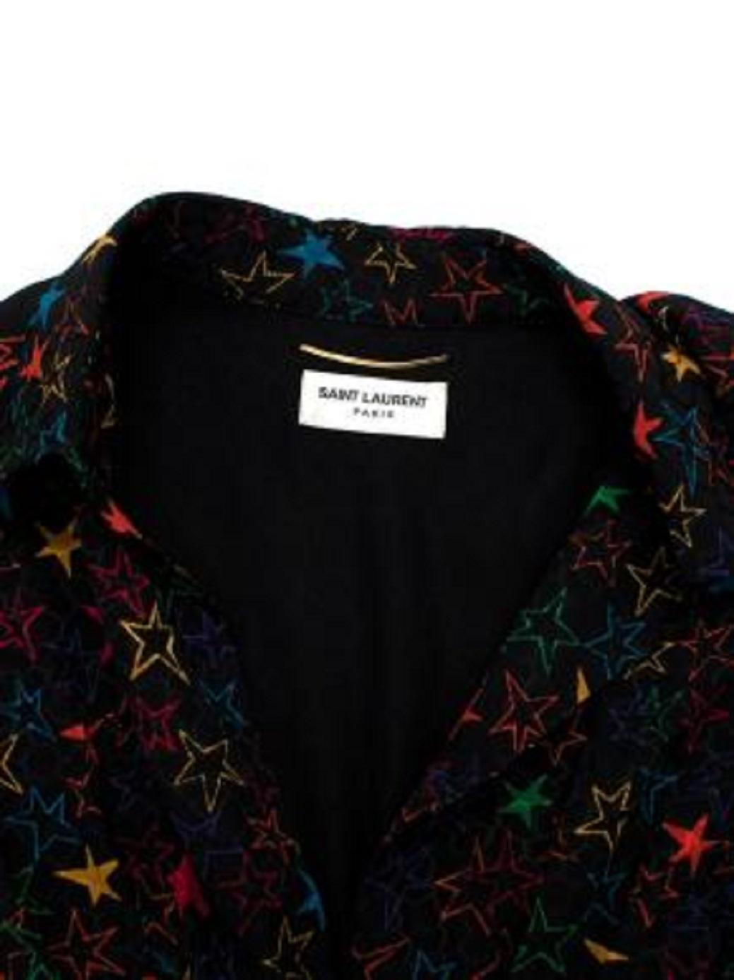 Women's Saint Laurent Star Pattern Pleated Mini Shirt Dress For Sale