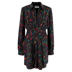 Saint Laurent Star Pattern Pleated Mini Shirt Dress