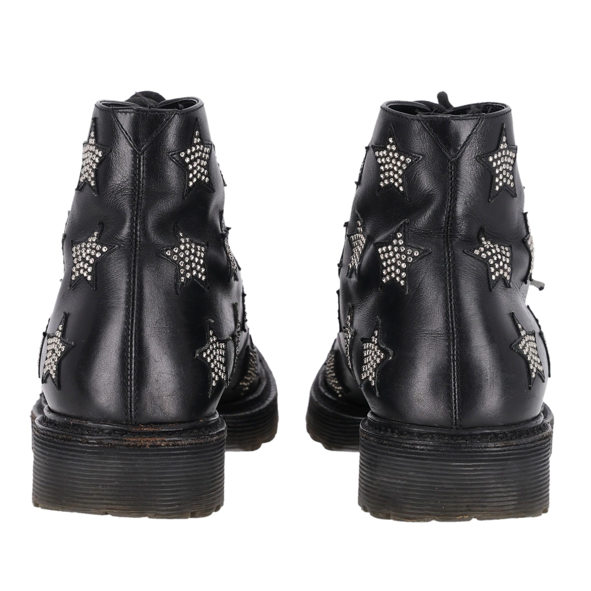 Women's Saint Laurent Star Studded Leather Combat Boots