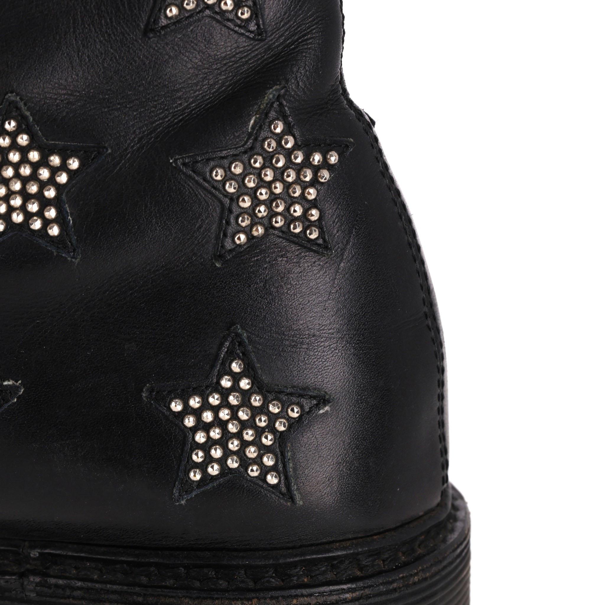 Saint Laurent Star Studded Leather Combat Boots 4