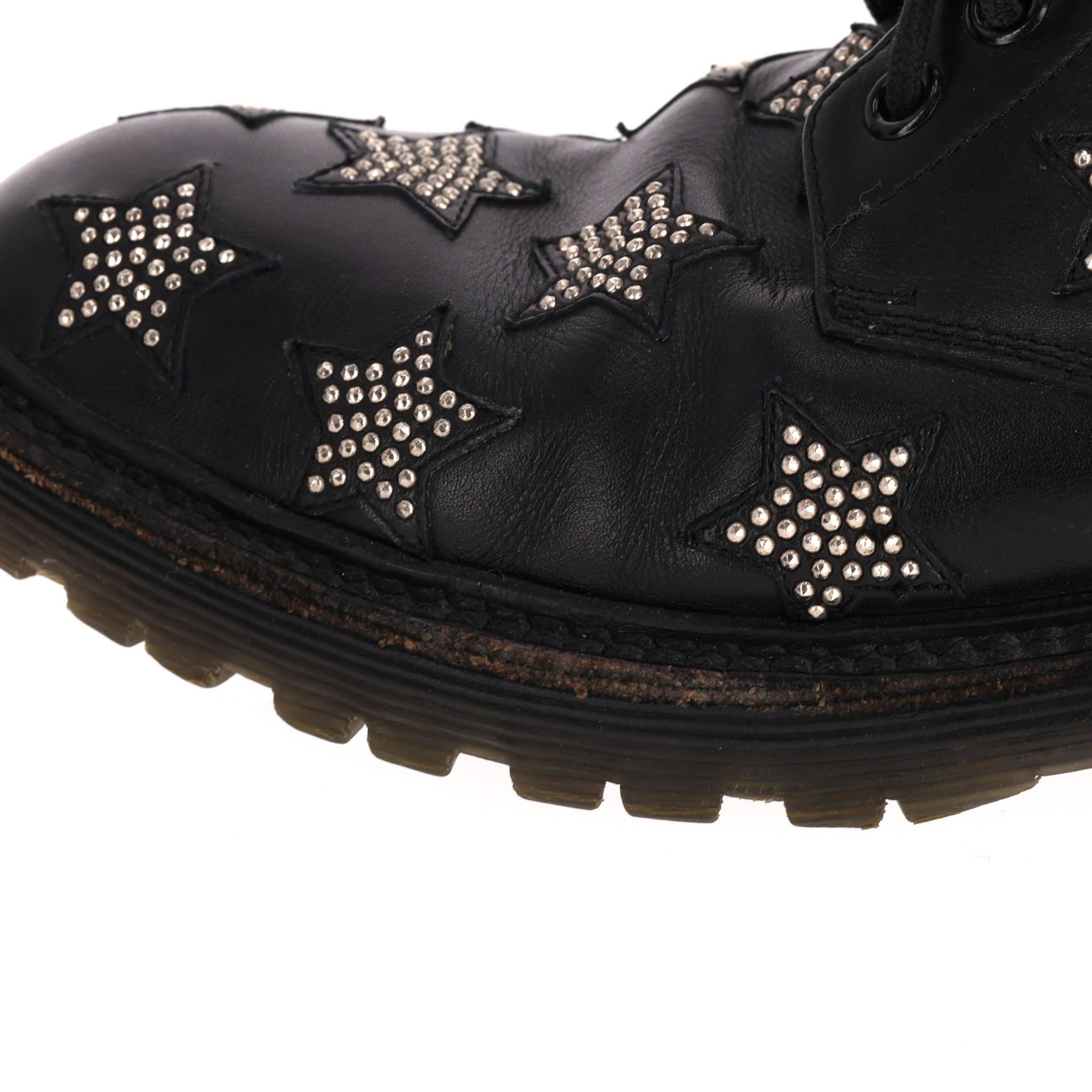 Saint Laurent Star Studded Leather Combat Boots 5