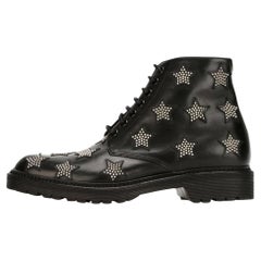 Saint Laurent Star Studded Leather Combat Boots