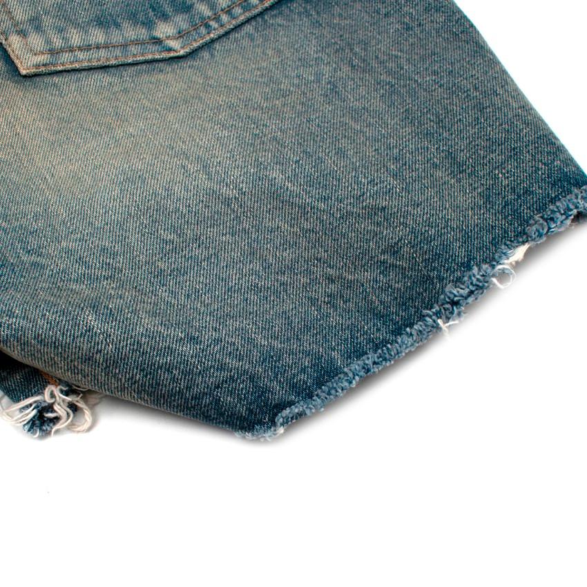 Men's Saint Laurent Stonewashed Mid Blue Denim Cut-Off Shorts For Sale