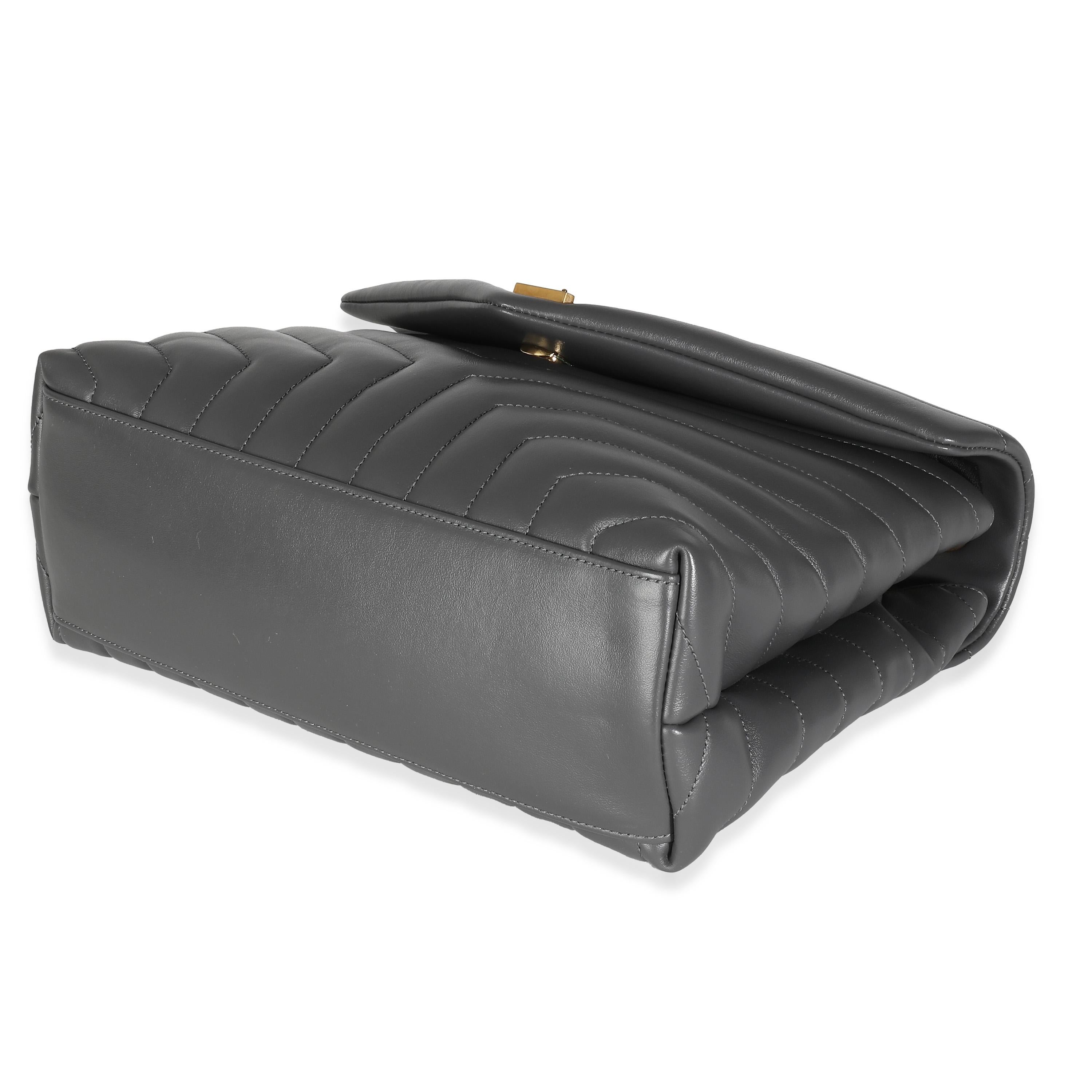 Women's or Men's Saint Laurent Storm Grey Calfskin Y Quilted Monogram Medium Loulou
