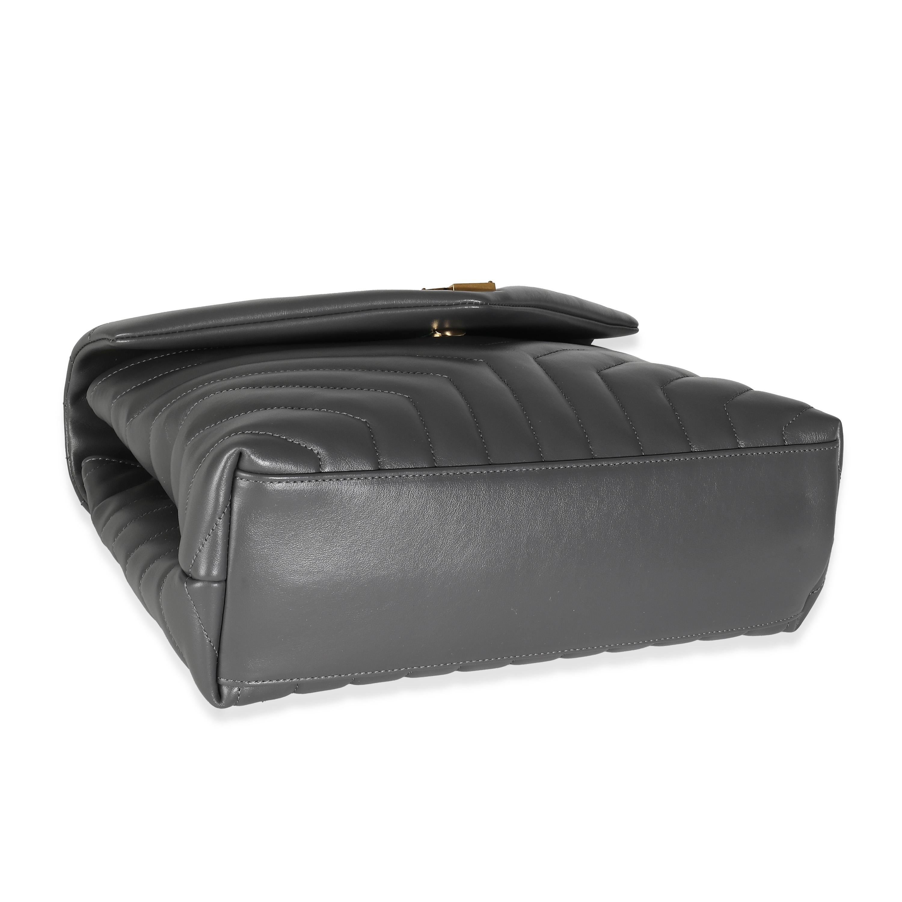 Saint Laurent Storm Grey Calfskin Y Quilted Monogram Medium Loulou 1