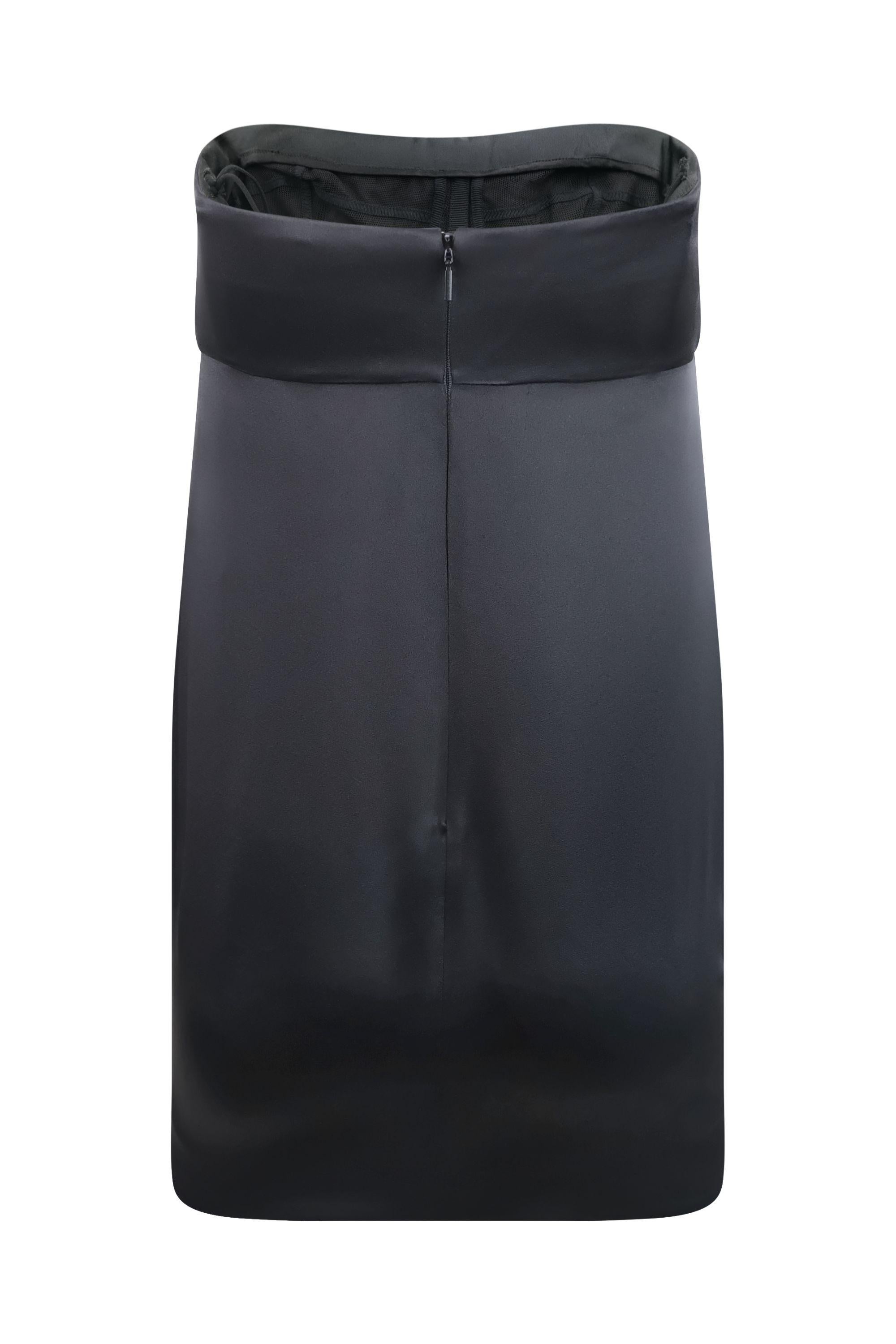 Saint Laurent Strapless Little Black Mini Dress with Oversized Bow In Excellent Condition For Sale In Morongo Valley, CA