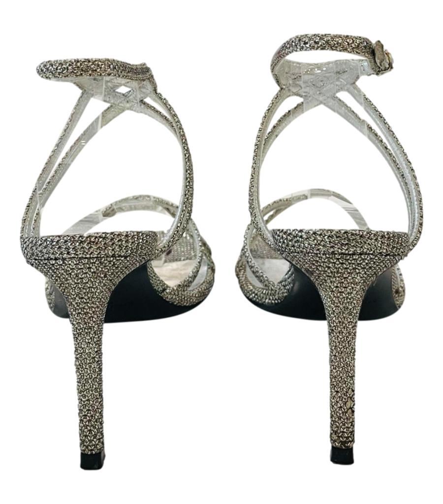 Women's Saint Laurent Strappy Glitter Mesh Sandals For Sale