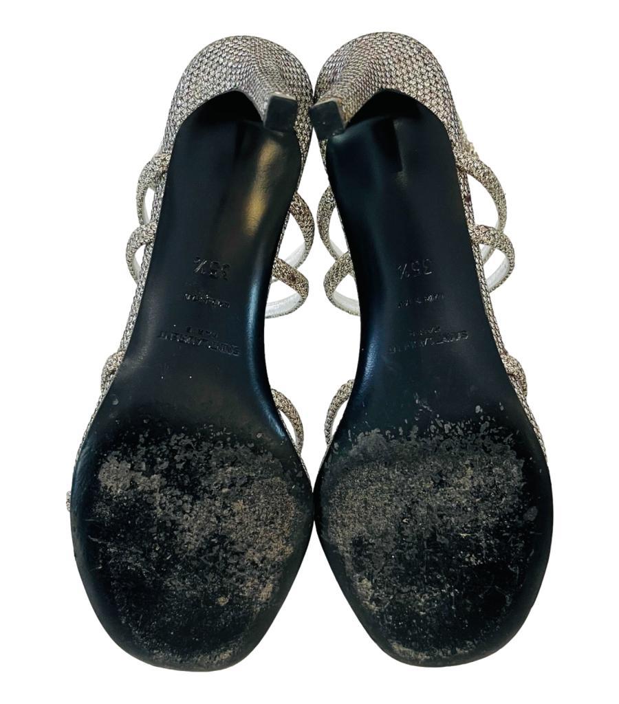 Saint Laurent Strappy Glitter Mesh Sandals For Sale 1