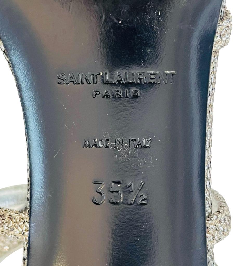 Saint Laurent Strappy Glitter Mesh Sandals For Sale 4