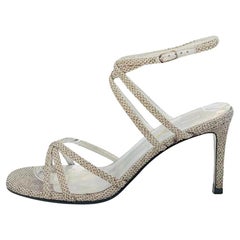 Saint Laurent Strappy Glitter Mesh Sandals