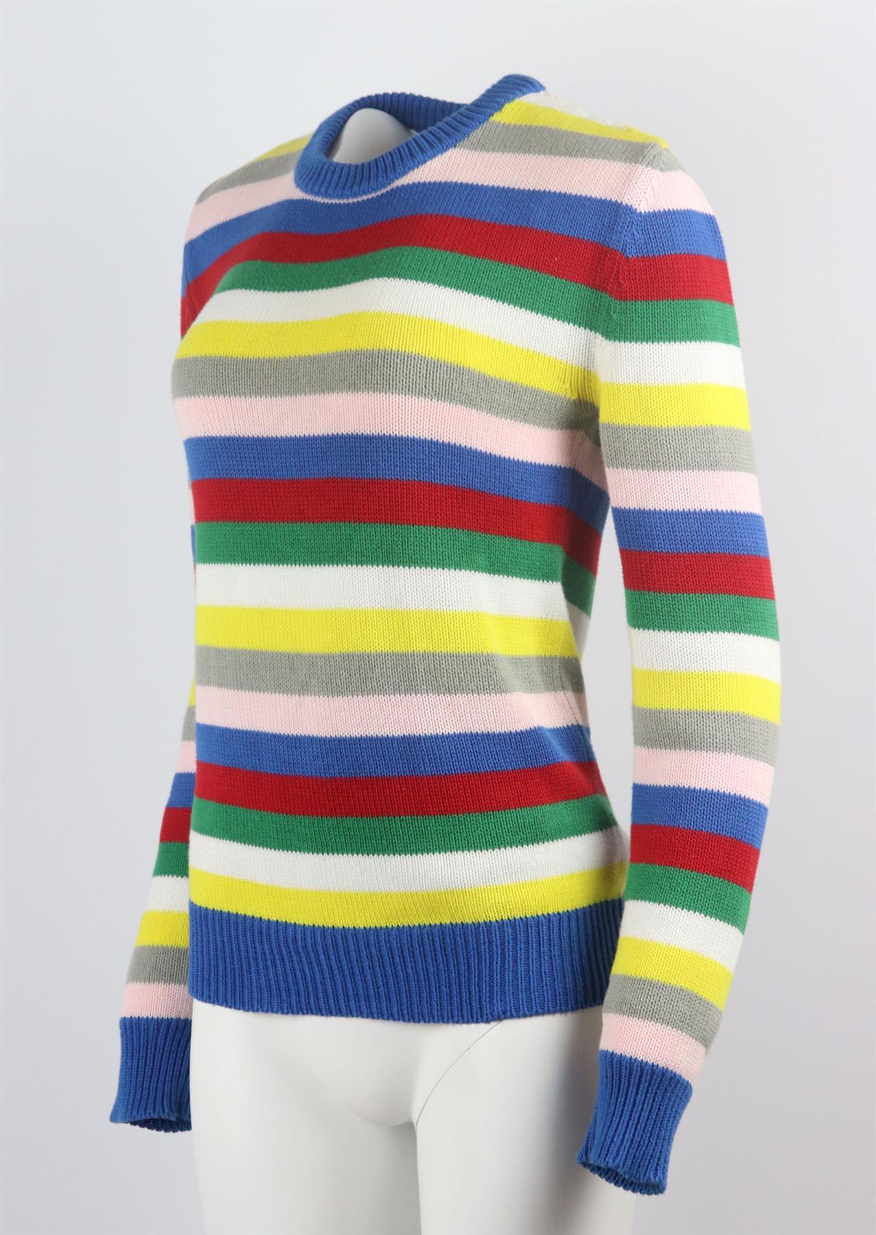 The Breton sweater has been a SAINT LAURENT icon, this reinvented version is knitted from multi-coloured cotton knit and has ribbed edges. Multicoloured cotton-knit. Slips on. 100% Cotton. Size: XSmall (UK 6, US 2, FR 34, IT 38). Bust measures