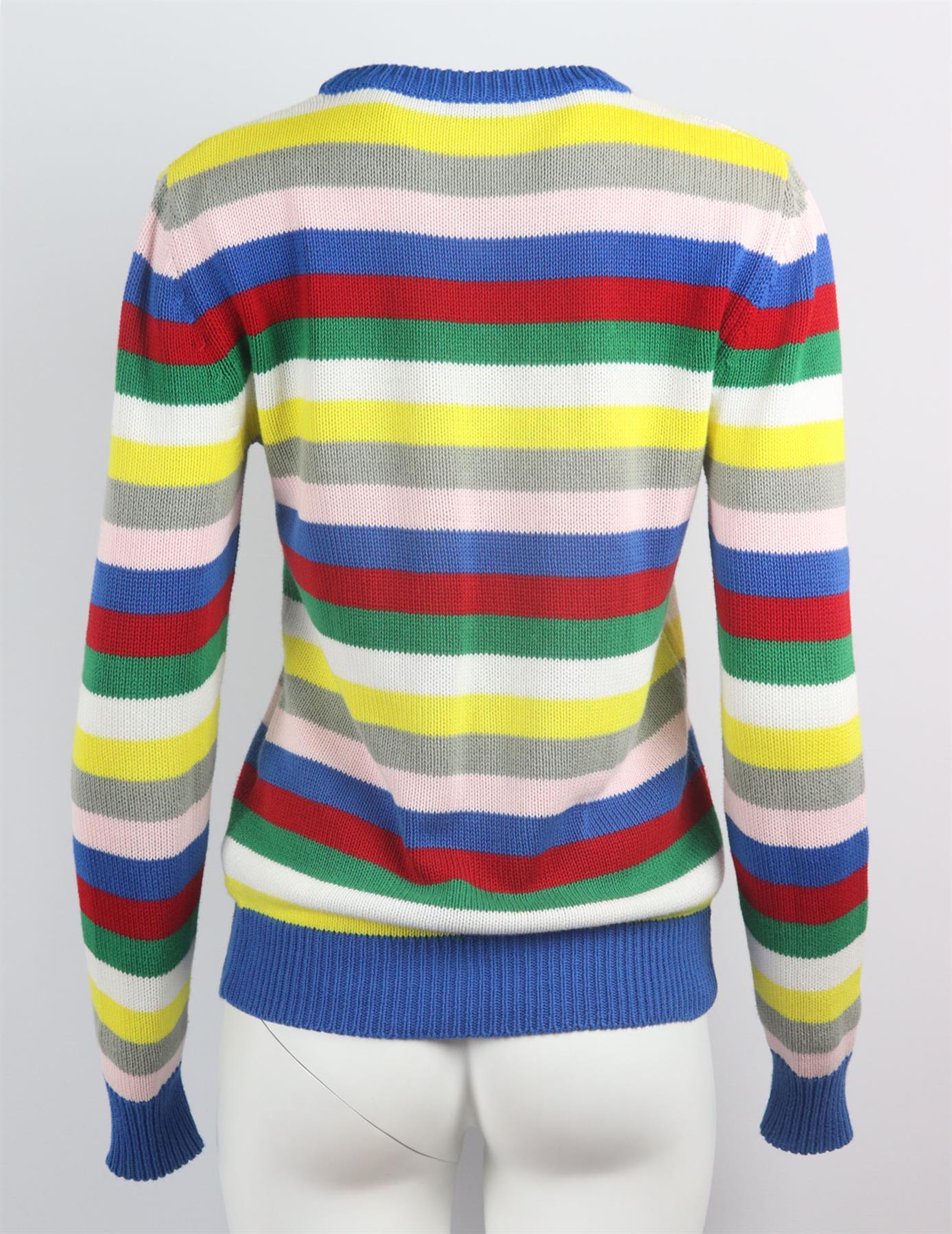 Beige Saint Laurent Striped Cotton Knitted Sweater XSmall