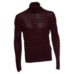 Saint Laurent, Gestreifter Pullover in Schwarz und Burgunderrot