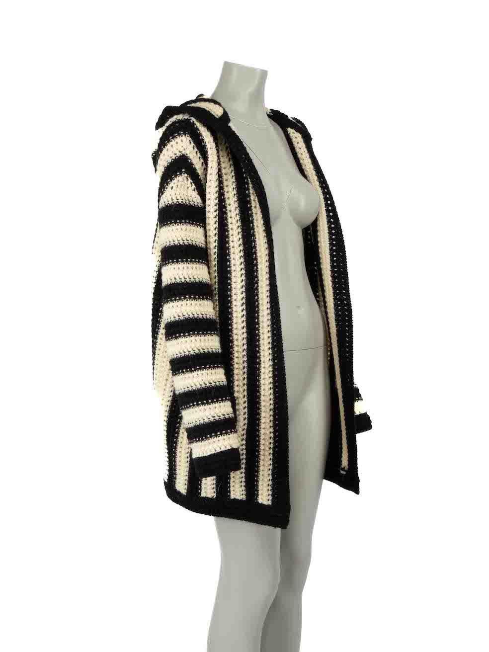 CONDITION is Very good. Hardly any visible wear to cardigan is evident on this used Saint Laurent designer resale item.
 
 Details
 Multicolour
 Wool
 Knit cardigan
 Striped pattern
 Hooded
 Open front
 2x Front pockets
 
 
 Made in Italy
 

