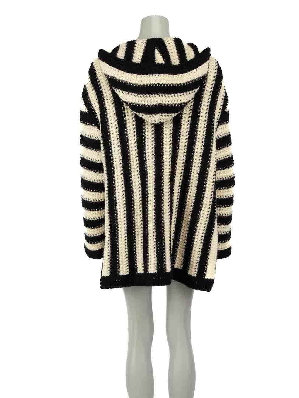 Saint Laurent Striped Wool Knit Hooded Cardigan Size XS In Good Condition For Sale In London, GB