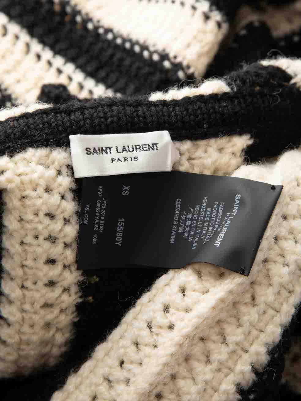 Saint Laurent Striped Wool Knit Hooded Cardigan Size XS For Sale 1