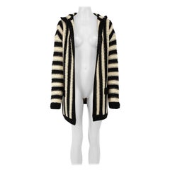 Saint Laurent Striped Wool Knit Hooded Cardigan Size XS