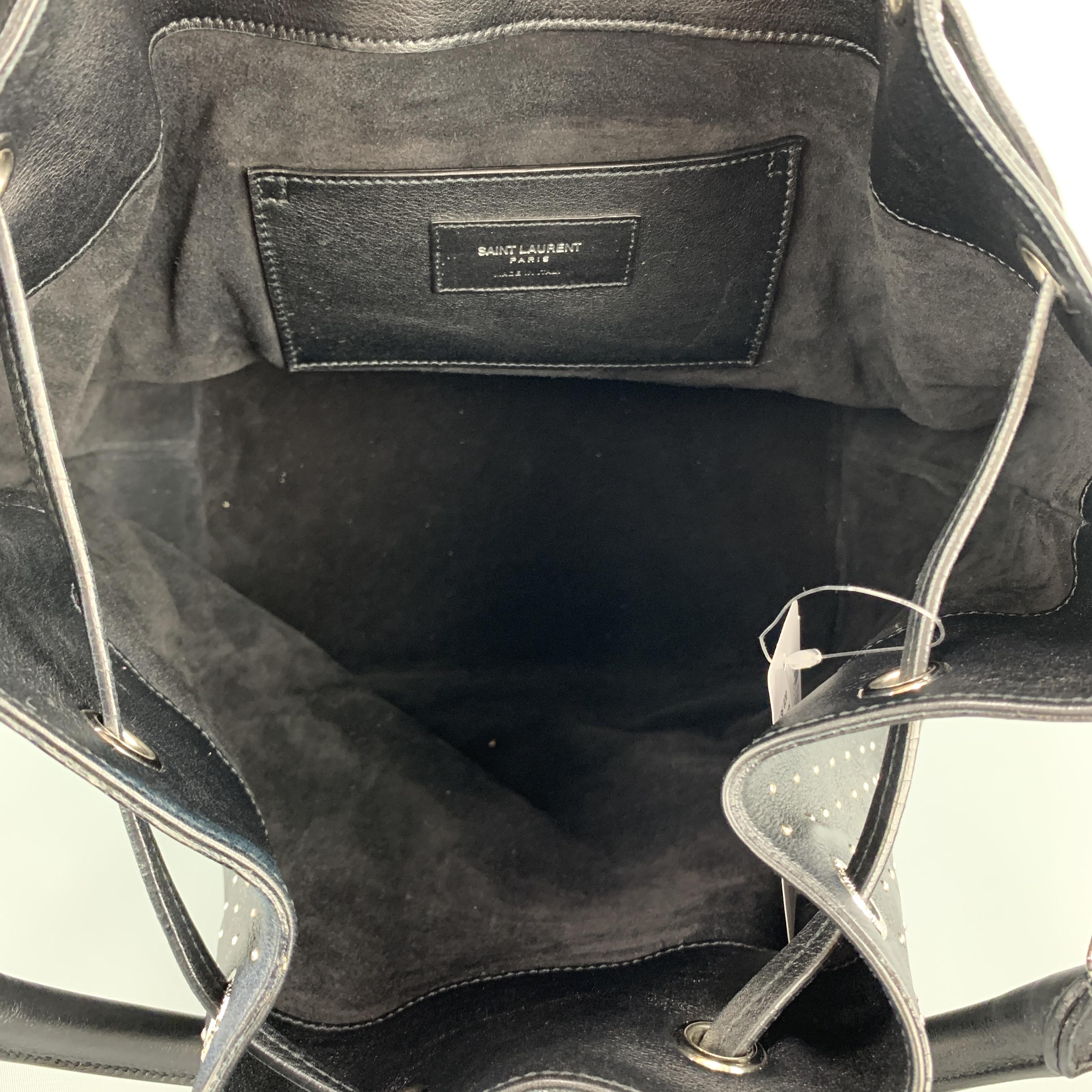 SAINT LAURENT Studded Black Leather Emmanuelle Bucket Bag 1