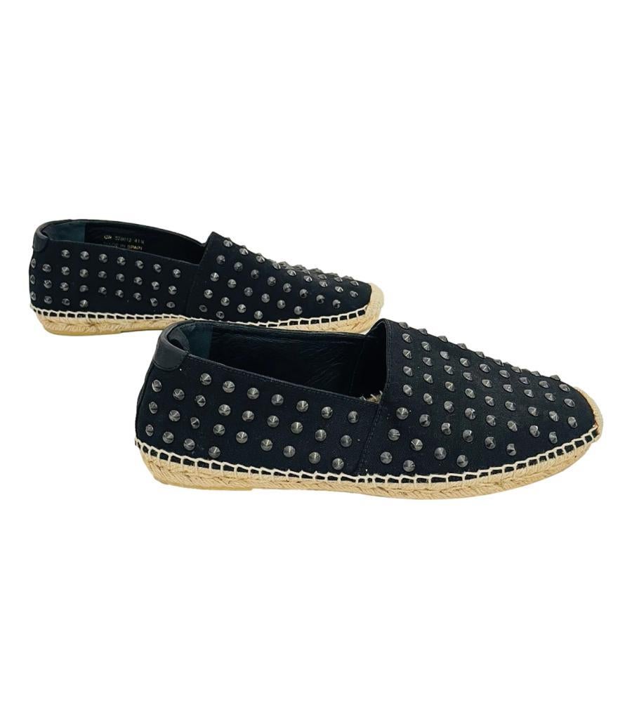 Saint Laurent Studded Canvas Espadrilles In Excellent Condition For Sale In London, GB