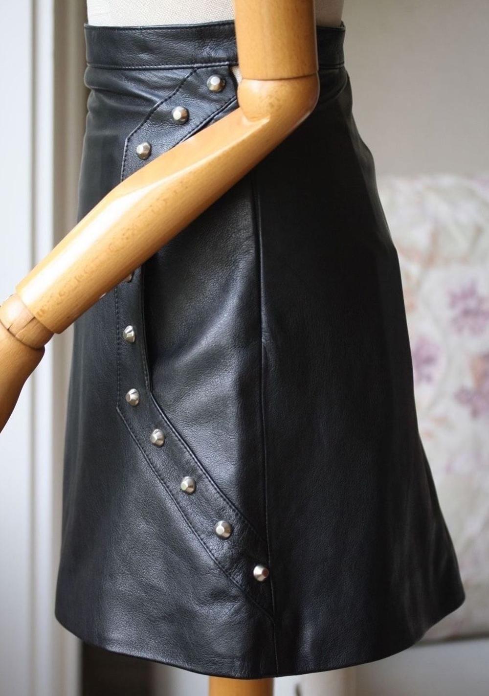 saint laurent leather mini skirt