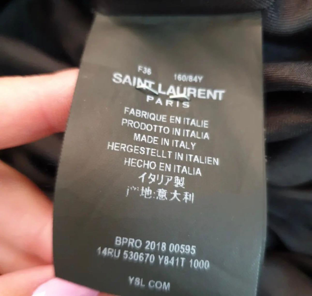 SAINT LAURENT Studded Ruffled Velvet Black Mini Dress For Sale 4