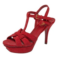 Saint Laurent Suede and Quartz Dazzling Tribute Sandals Size 37.5