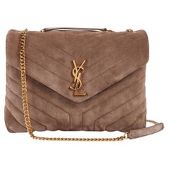 Saint Laurent Suede Chestnut Loulou Shoulder Bag Medium