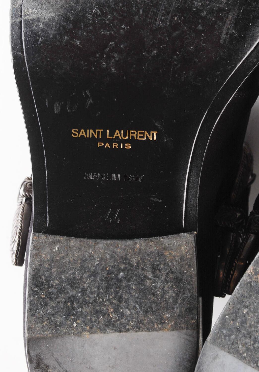 Men's Saint Laurent Suede Leather Boots Buckle Men Duckies Shoes Size 44EUR, USA10 For Sale