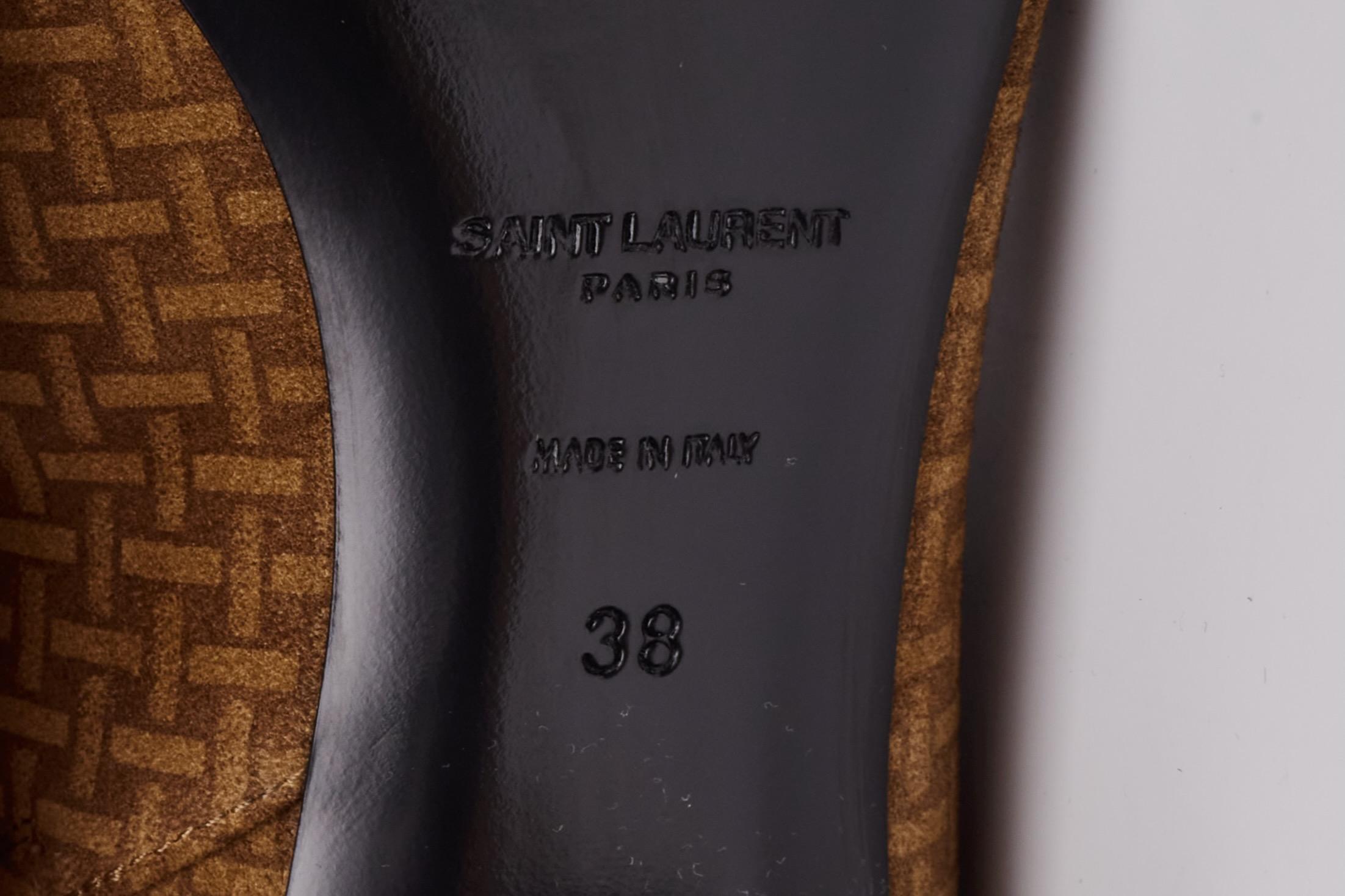 Saint Laurent Suede Leather Braided Print Joplin 50mm Bootie (EU 38) For Sale 2