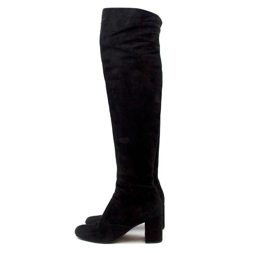 Black Saint Laurent Suede Long Heeled Boots US 8