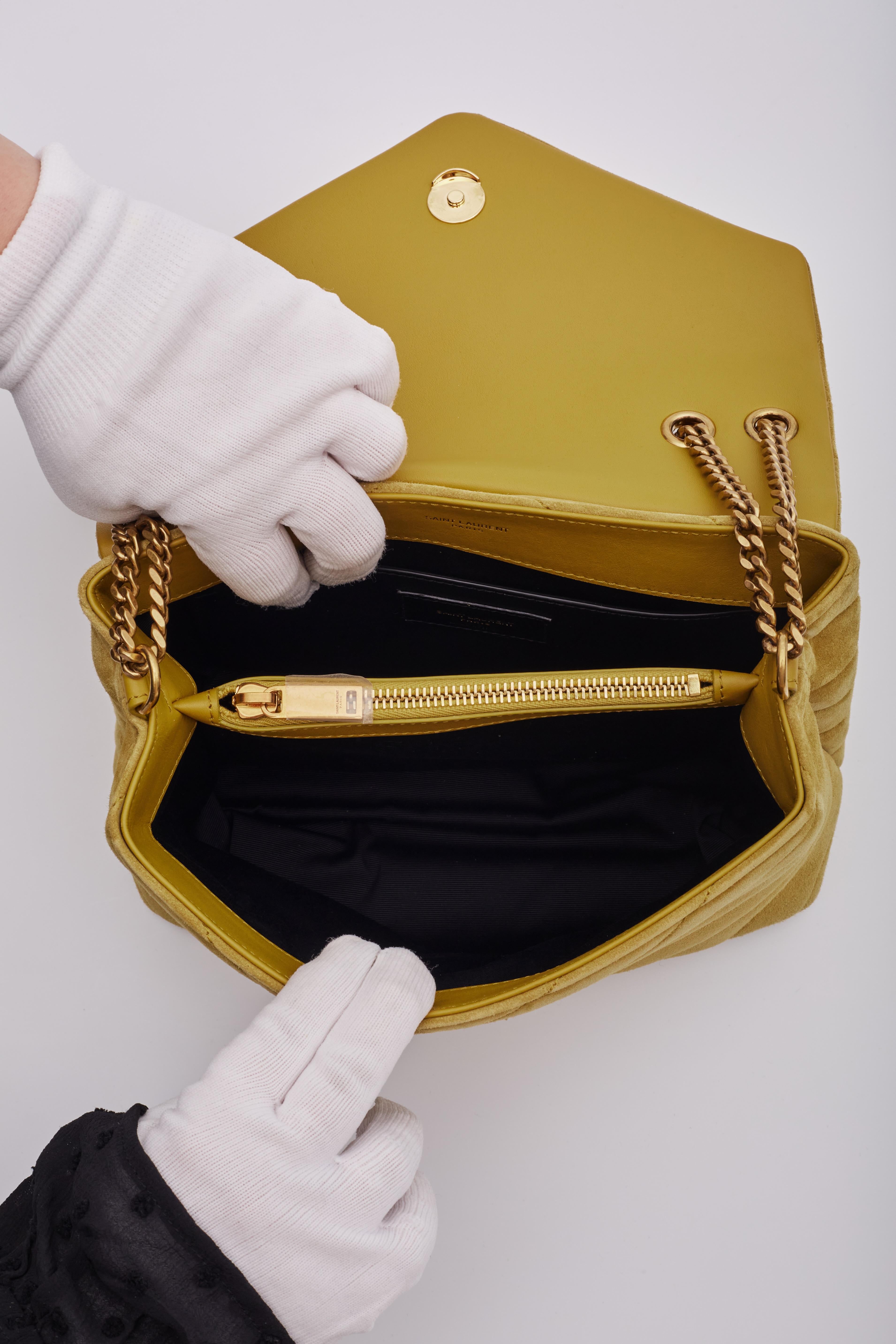 Saint Laurent Wildleder Senf Classic Loulou Umhängetasche Klein 3