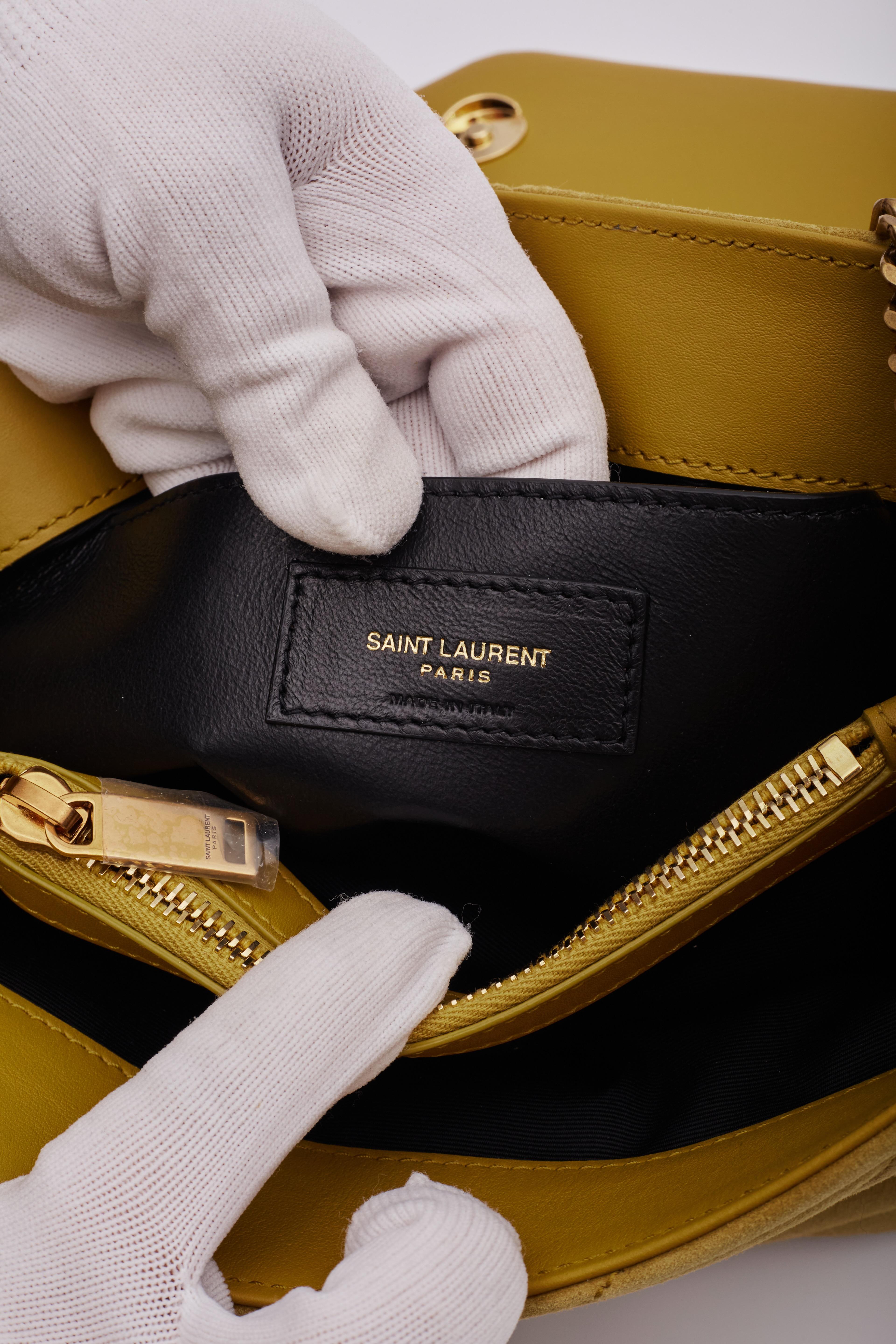 Saint Laurent Wildleder Senf Classic Loulou Umhängetasche Klein 4