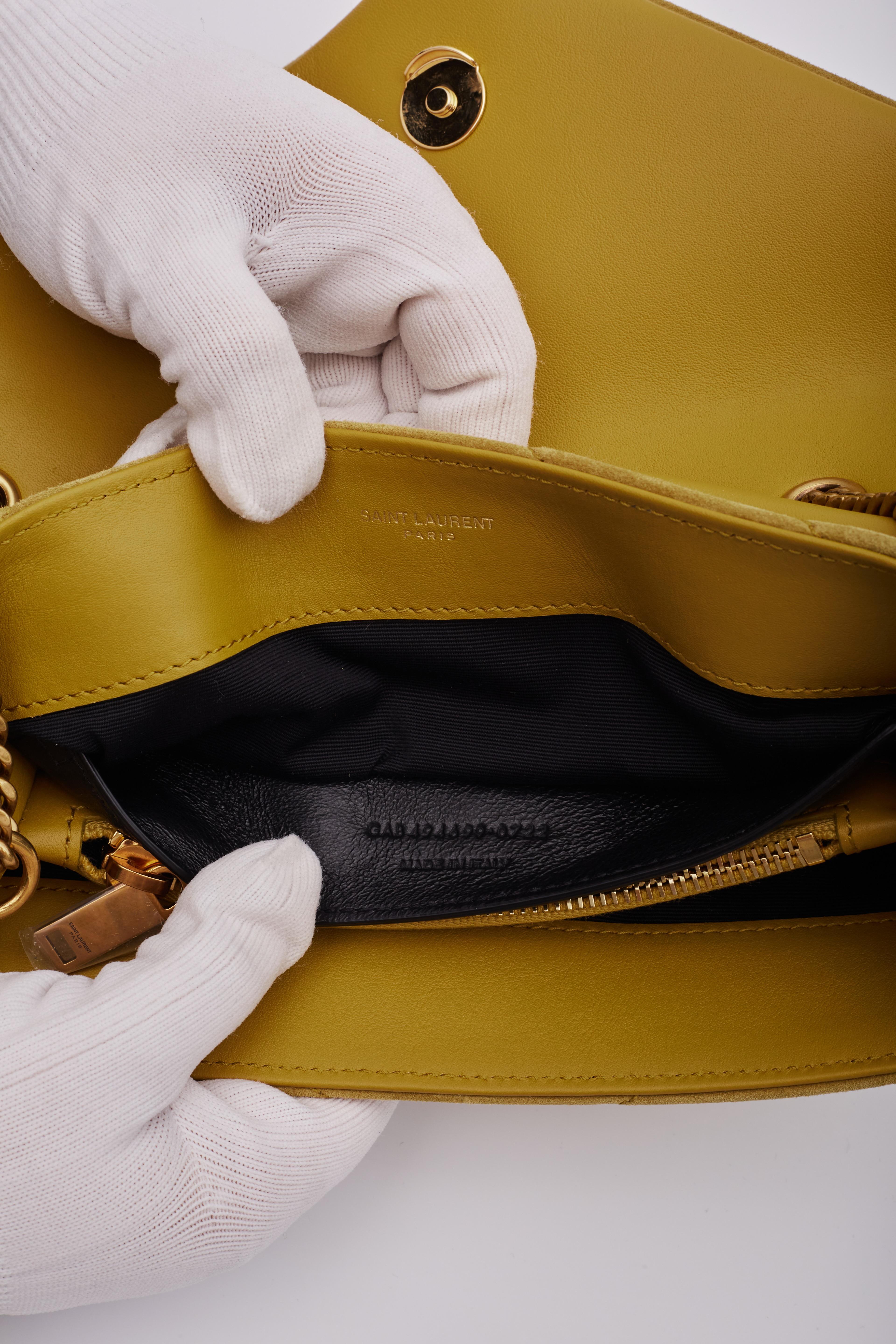 Saint Laurent Wildleder Senf Classic Loulou Umhängetasche Klein 5