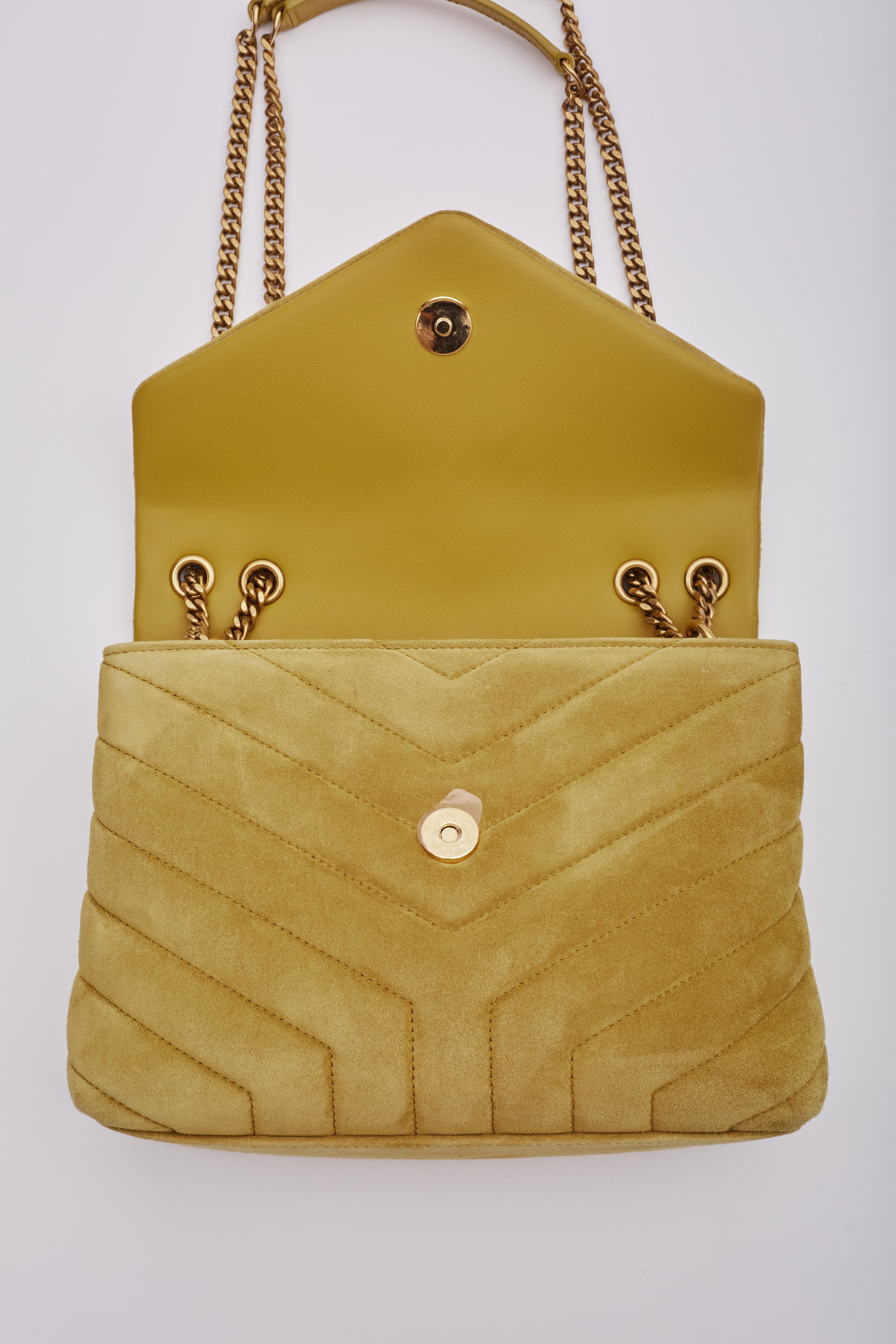 Saint Laurent Wildleder Senf Classic Loulou Umhängetasche Klein 2