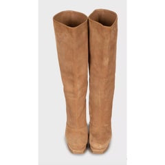 Saint Laurent Suede Platform Stiletto Knee High Boots 36.5