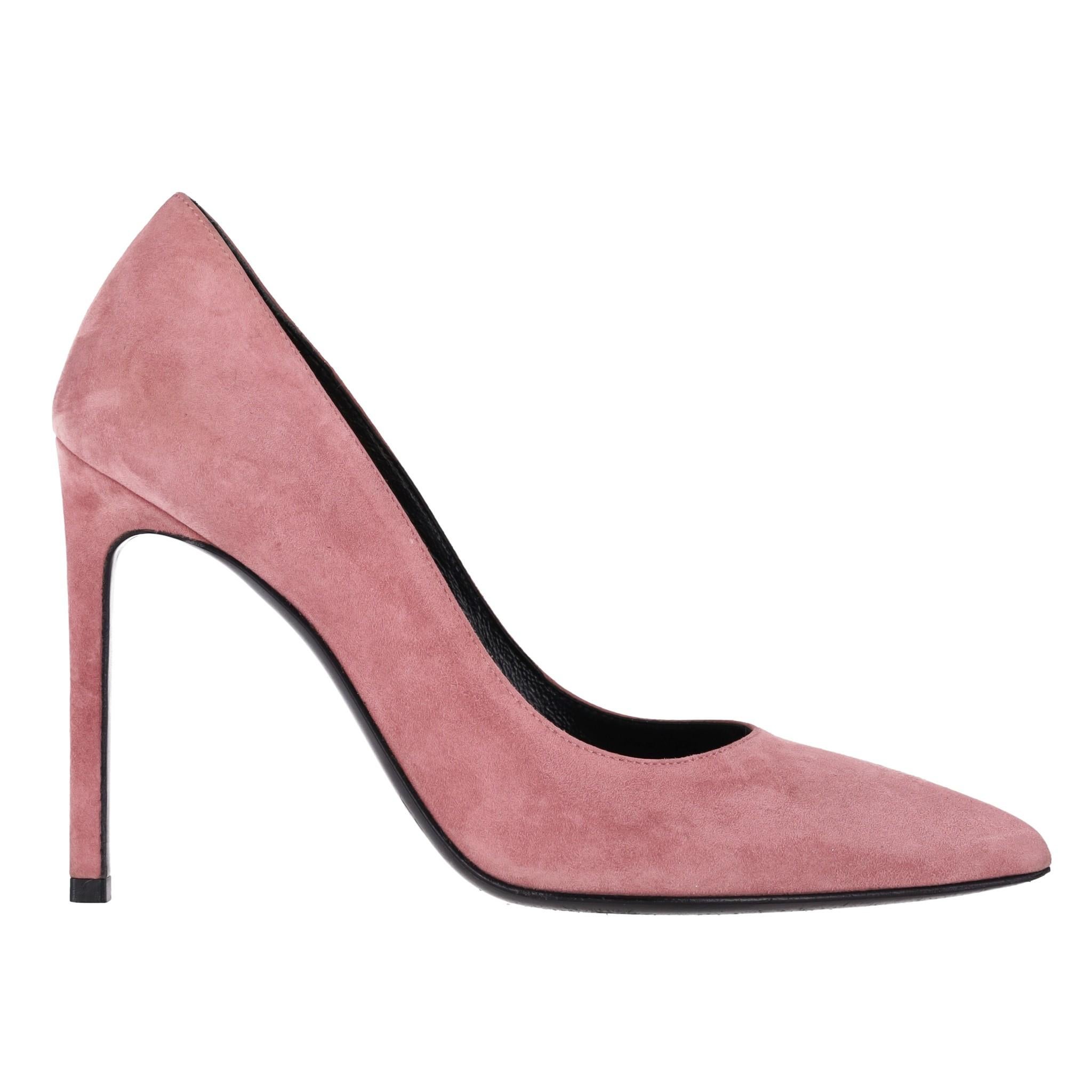 Pink Saint Laurent Suede Pump High Heels For Sale