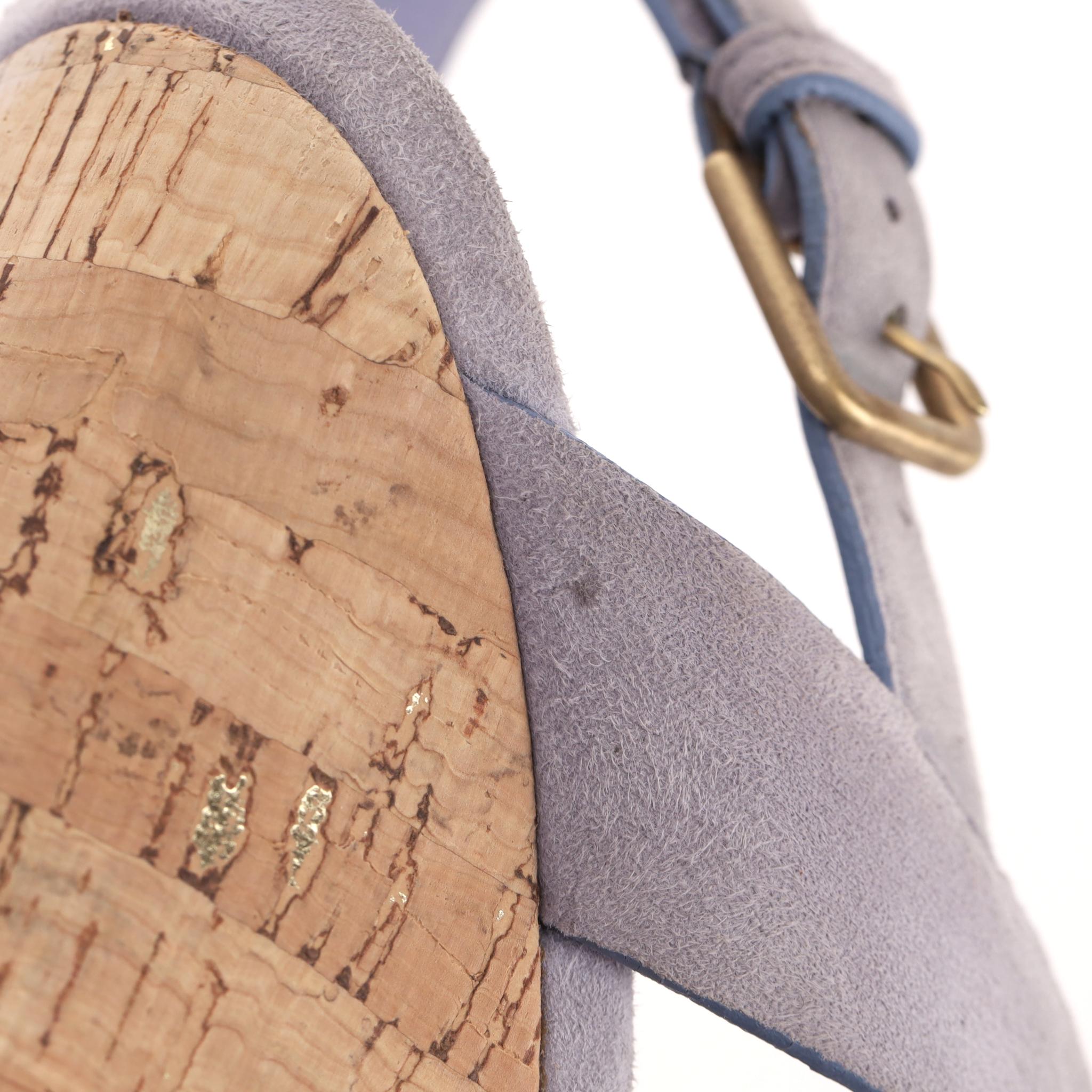 Saint Laurent - Sandali con zeppa in sughero e cinturino in pelle scamosciata in vendita 6