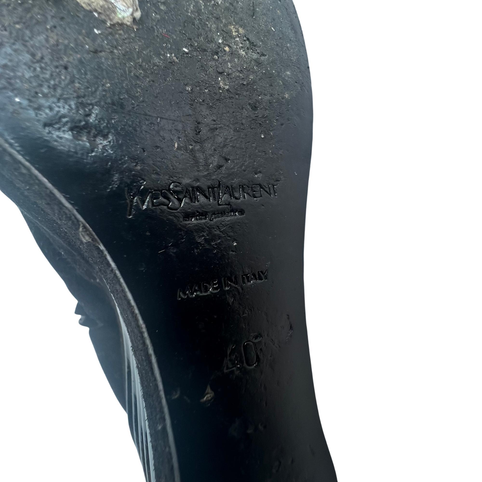 Saint Laurent Suede Tassel Accents Lace-Up Knee High Boots (40 EU) 280788 For Sale 2