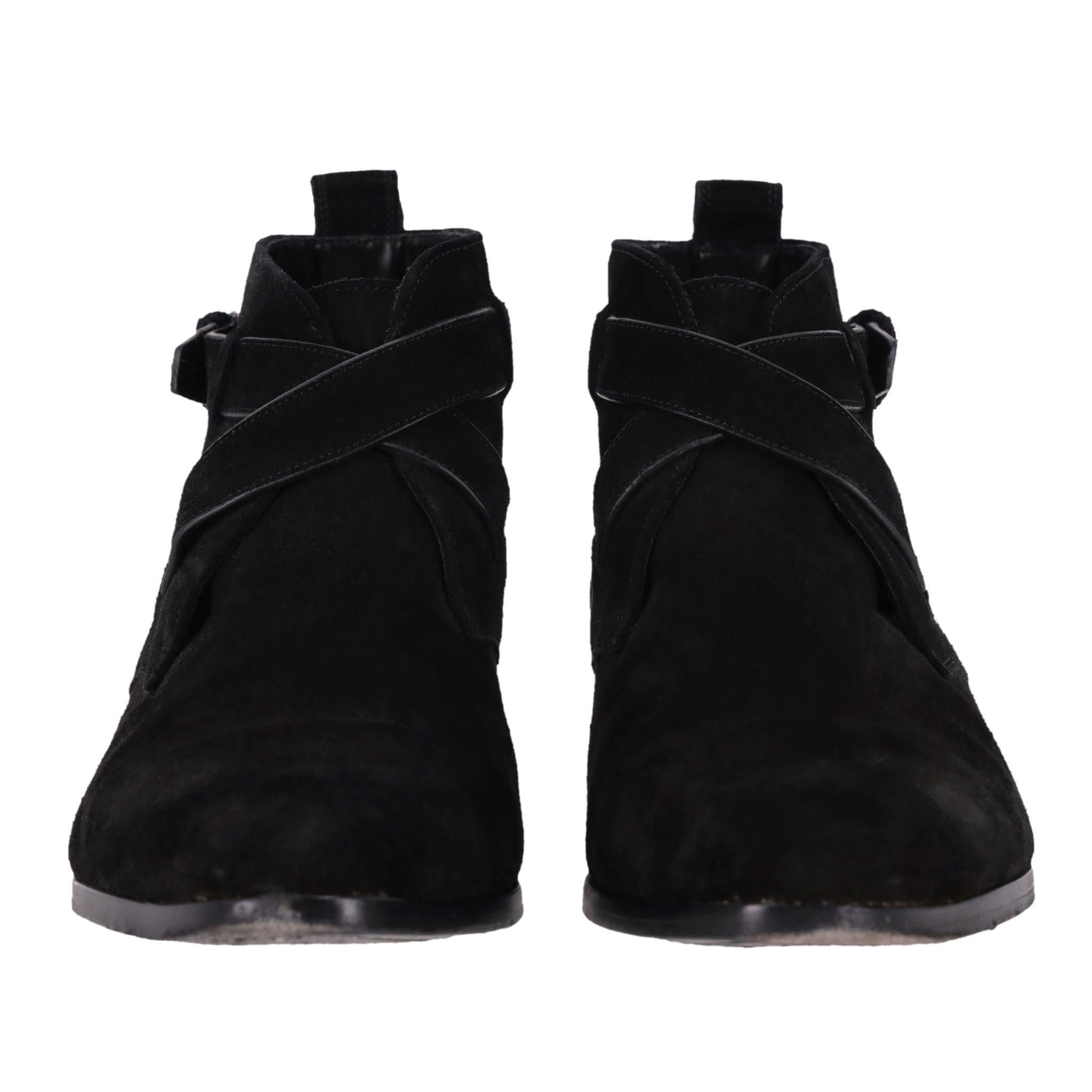 Botas Saint Laurent Wyatt de ante Negro en venta