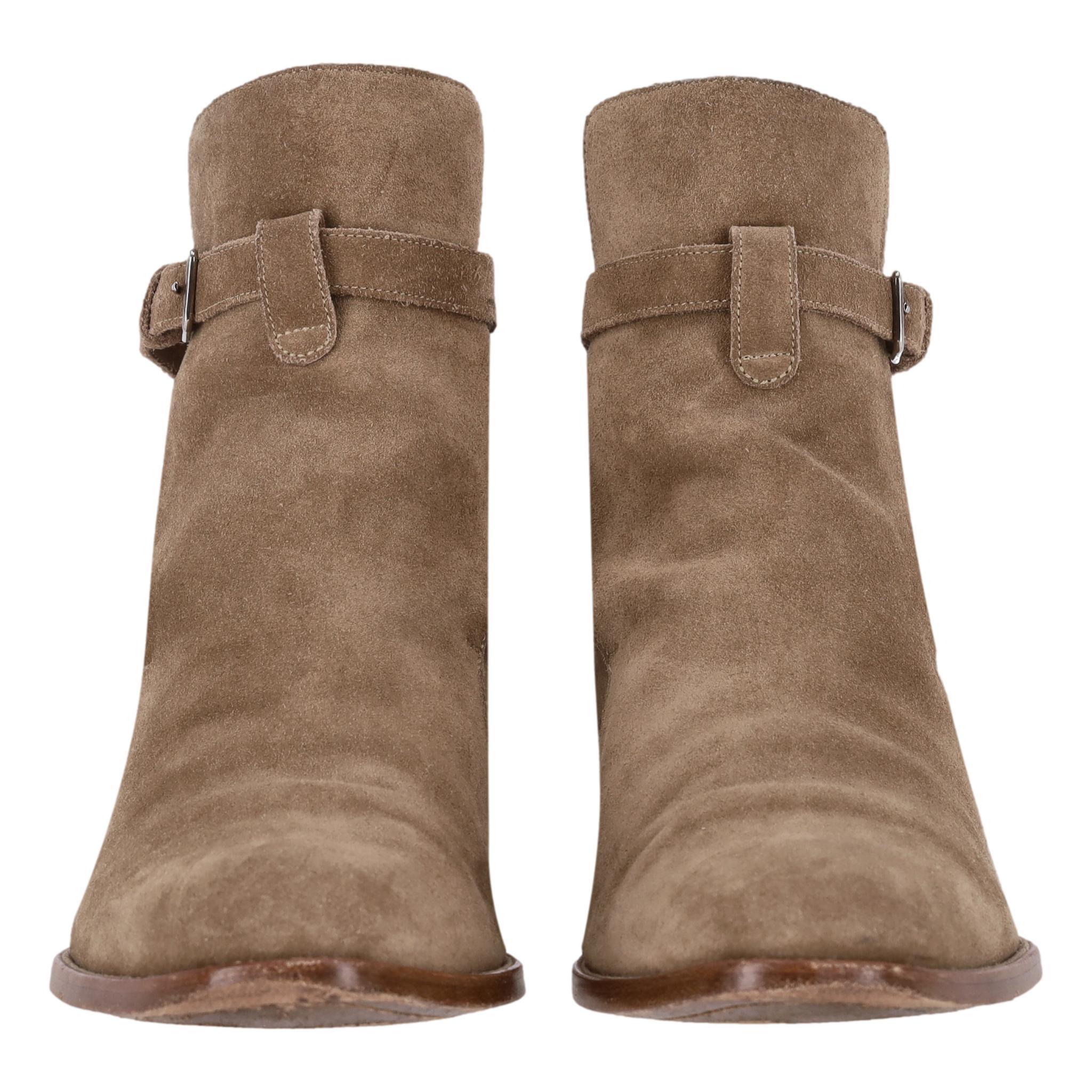 Marrone Saint Laurent Stivali in pelle scamosciata Wyatt Jodhpur in vendita